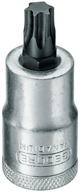 Gedore ITX 30 Schraubendrehereinsatz Innen-TX, 4 kant-Antrieb 3/8 Zoll, mit Kugelfangrille, Spitze brüniert, Handbetätigt, griffig gerändelt
